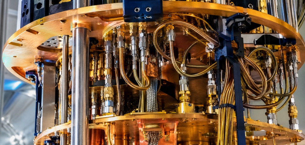A dilution refrigerator used in quantum research