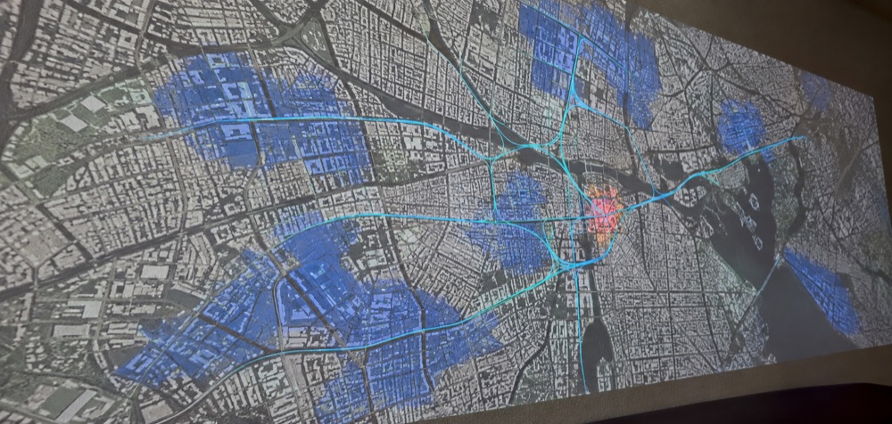 A city map with analysis overlaid